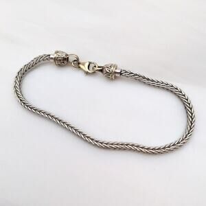 Gems en Vogue 925 Sterling Silver Foxtail Chain Charm Bracelet Starter 6.75"